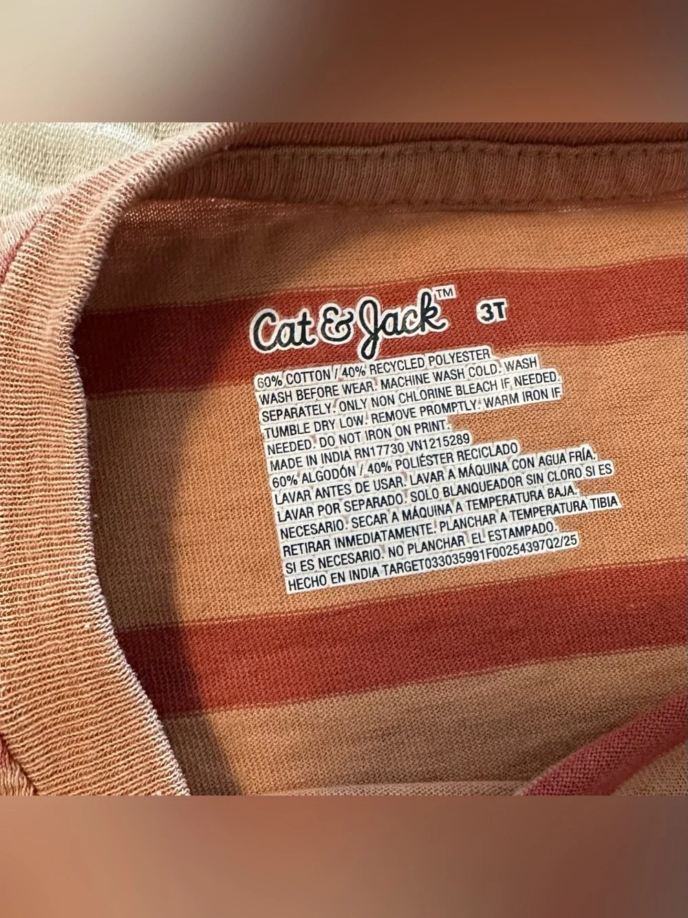 3T cat & Jack orange stripe y2k 80s aesthetic 2 piece set sweatpants shirt top
